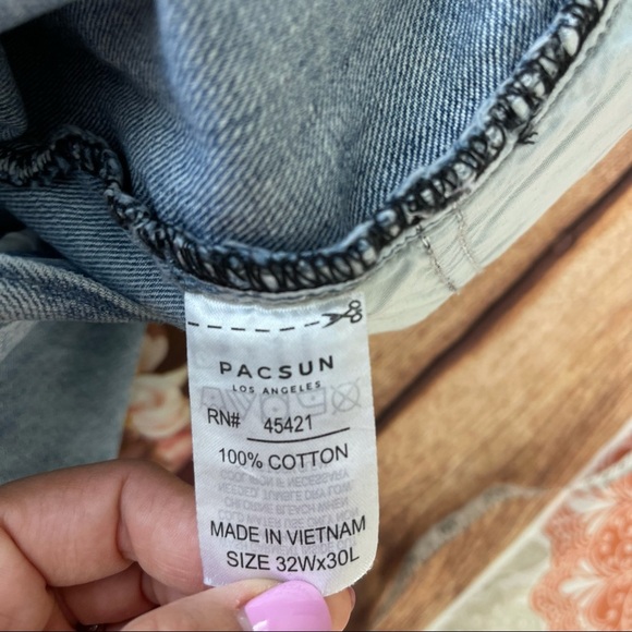 PacSun light wash distressed men slim fit jeans 100% cotton rn45421 size 32x30 - Picture 10 of 13